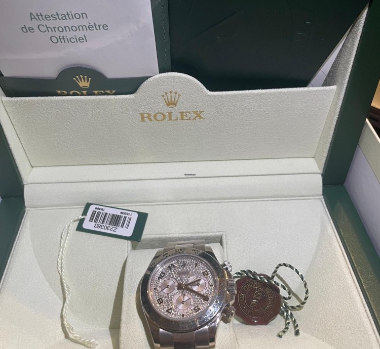 Rolex Daytona Cosmograph Daytona Or Blanc Cadran Diamant Coffret Et Certificat Origine