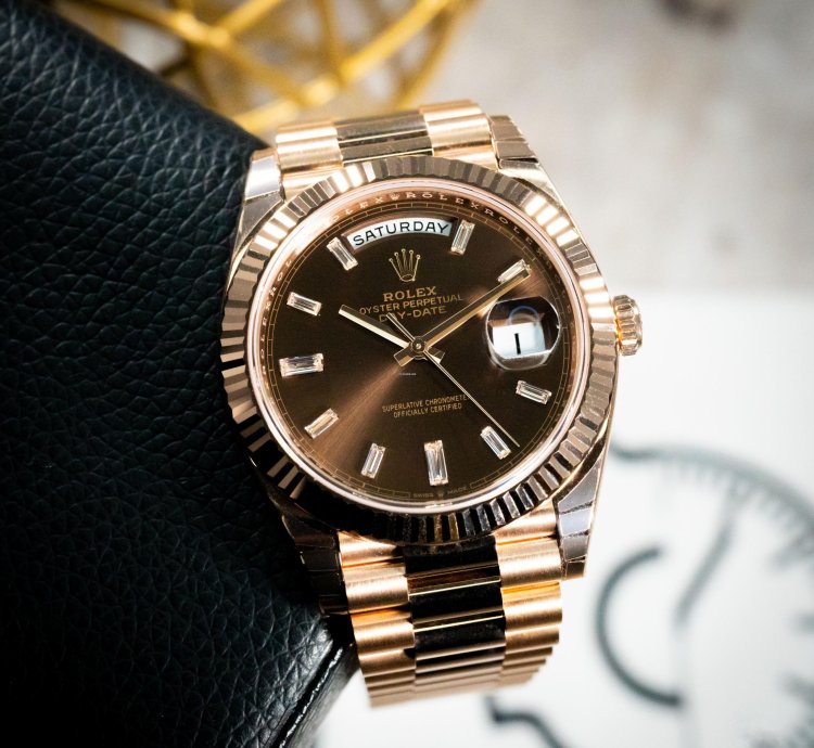 Rolex Day-date 40 Brown Dial Baguette Diamond Markers