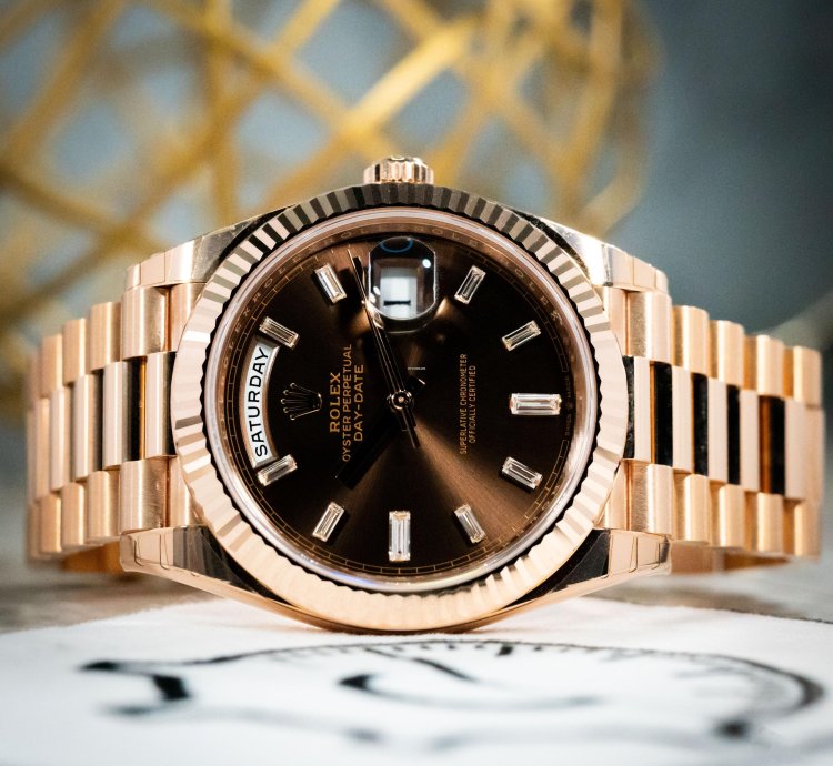 Rolex Day-date 40 Brown Dial Baguette Diamond Markers