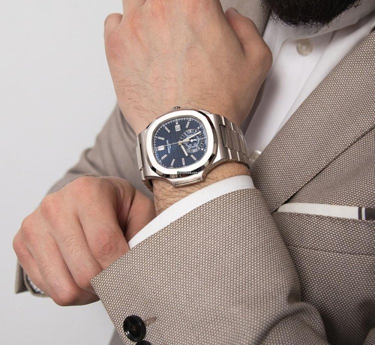 Patek Philippe Nautilus 5976 1g 18k White Gold 40th Anniversary Blue Diamond Dial 44 Mm