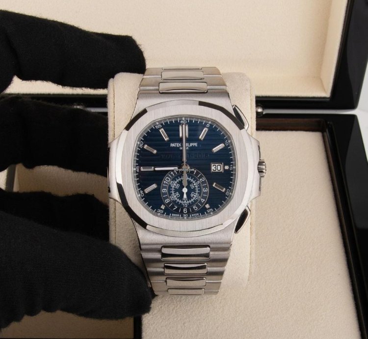 Patek Philippe Nautilus 5976 1g 18k White Gold 40th Anniversary Blue Diamond Dial 44 Mm