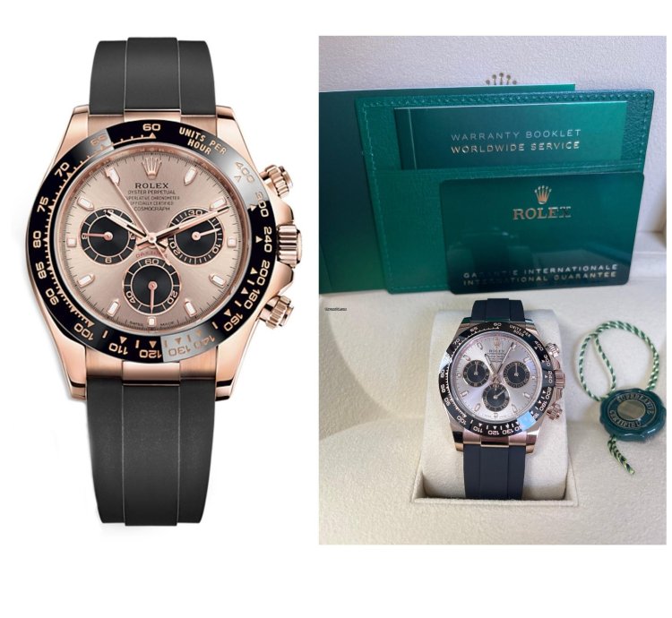 Rolex Daytona Cosmograph Daytona Rose Gold Dial Black Subdials Oysterflex 116515ln