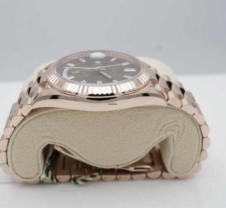 Rolex Day-date 40 Chocolate Baguette 2024 Neu Everose Full Set