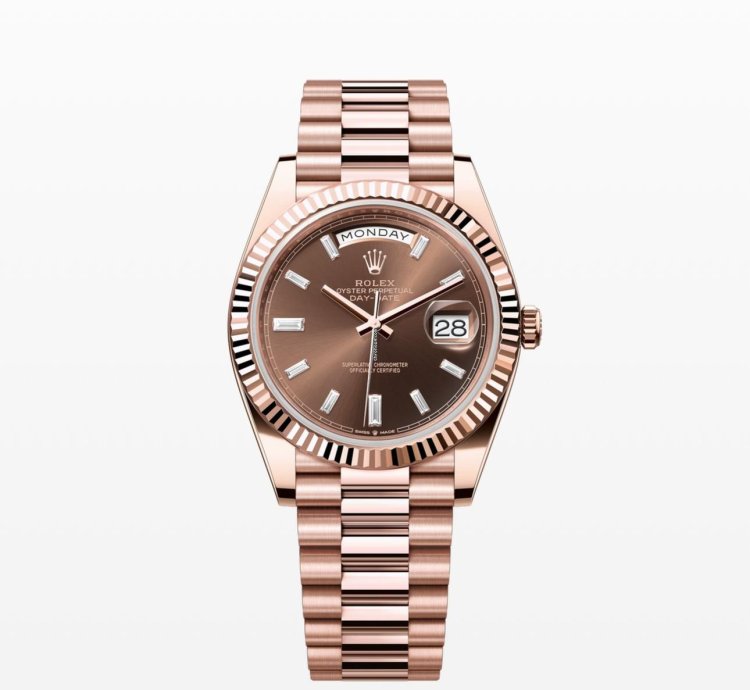 Rolex Day-date 40 Chocolate Baguette Diamond Dial Unworn