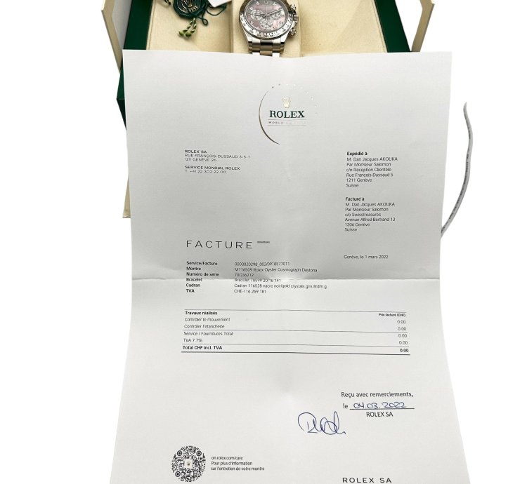 Rolex Daytona Cosmograph Daytona White Gold Mother Of Pearl Dial Diamonds Men
