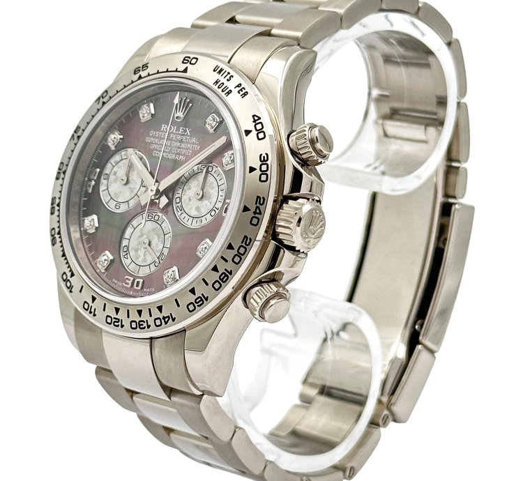 Rolex Daytona Cosmograph Daytona White Gold Mother Of Pearl Dial Diamonds Men
