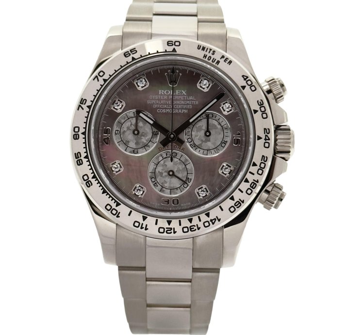 Rolex Daytona Cosmograph Daytona White Gold Mother Of Pearl Dial Diamonds Men