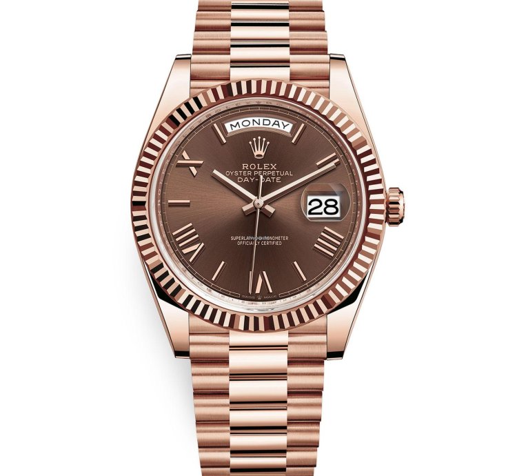 Rolex Day-date 40 Chocolate Roman Dial Rose Gold Men Watch