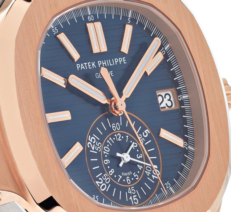 Patek Philippe Nautilus 5980 1ar-001 Chronograph Stainless Steel Rose Gold Blue Dial