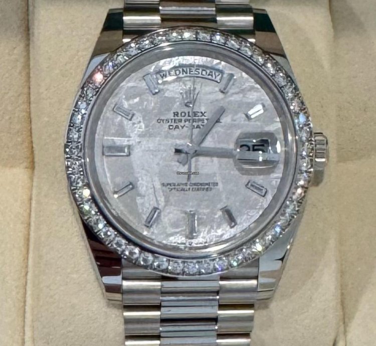 Rolex Day-date 40 Diamond Bezel Meteorite Mint 2023 Day-date 40 White Tag