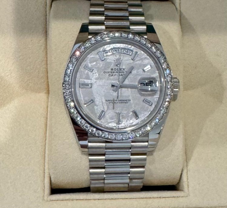 Rolex Day-date 40 Diamond Bezel Meteorite Mint 2023 Day-date 40 White Tag