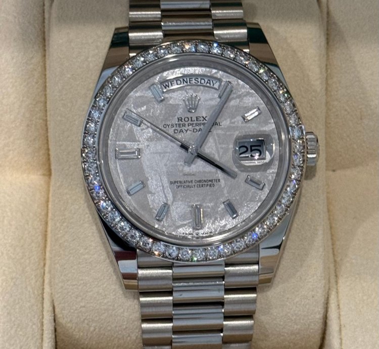 Rolex Day-date 40 Diamond Bezel Meteorite Mint 2023 Day-date 40 White Tag