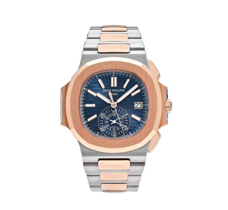 Patek Philippe Nautilus 5980 1ar-001 Chronograph Stainless Steel Rose Gold Blue Dial 2019