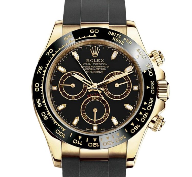 Rolex Daytona Cosmograph Daytona Yellow Gold Black Dial Oysterflex