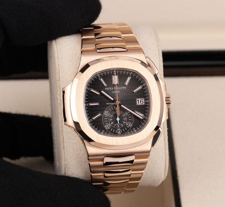 Patek Philippe Nautilus 5980 1r-001 18k Rose Gold Black Dial 40 Mm