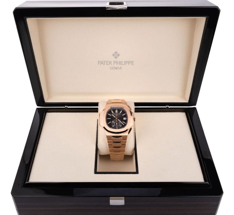 Patek Philippe Nautilus 5980 1r-001 18k Rose Gold Black Dial 40 Mm