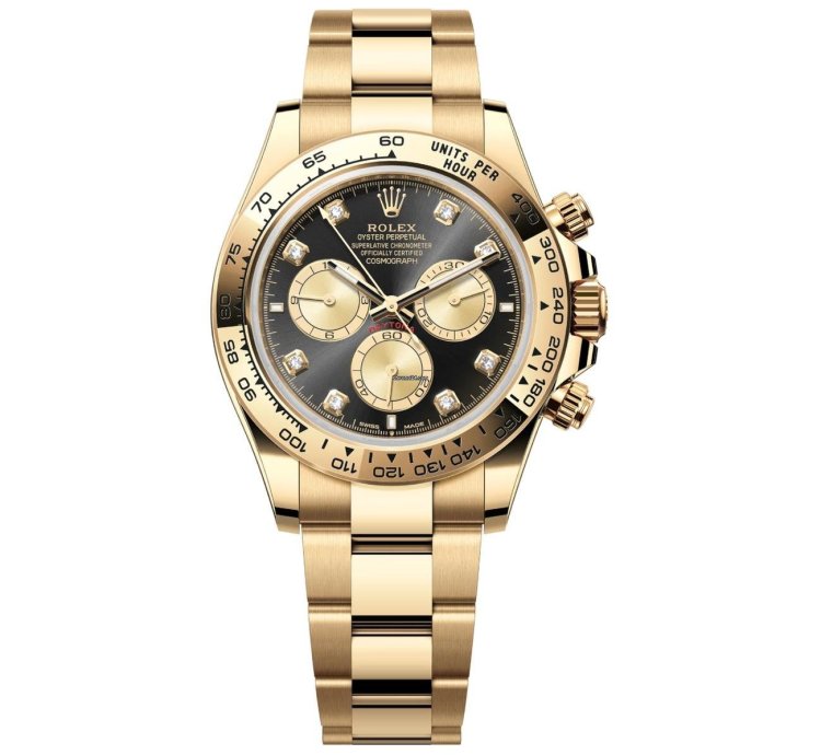 Rolex Daytona Cosmograph Daytona Yellow Gold Fixed Bezel 126508-0003 Black Diamond Dial Oyster Bracelet 2024