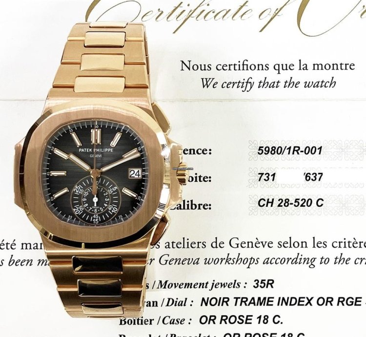 Patek Philippe Nautilus 5980 1r-001 Nautilus 18kt Rose Gold Automatic Men Watch 2020