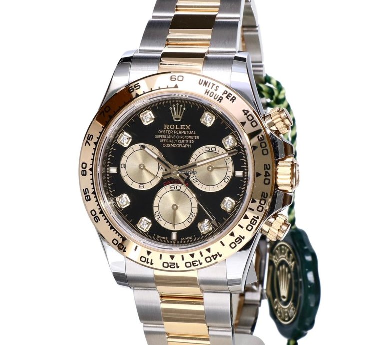 Rolex Daytona Cosmograph Gold Steel Black Diamond Dial 40 Mm Unworn 2023