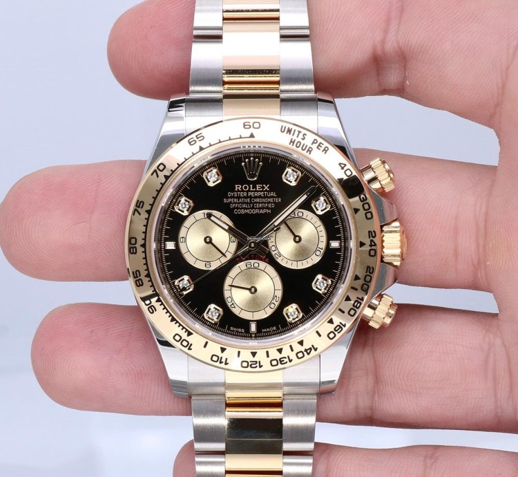 Rolex Daytona Cosmograph Gold Steel Black Diamond Dial 40 Mm Unworn 2023