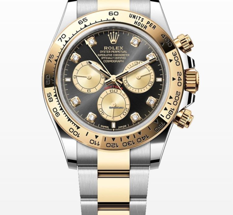 Rolex Daytona Cosmograph Gold Steel Black Diamond Dial 40 Mm Unworn 2023
