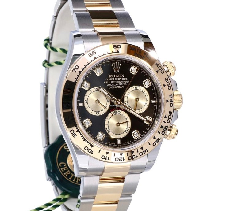 Rolex Daytona Cosmograph Gold Steel Black Diamond Dial 40 Mm Unworn 2023