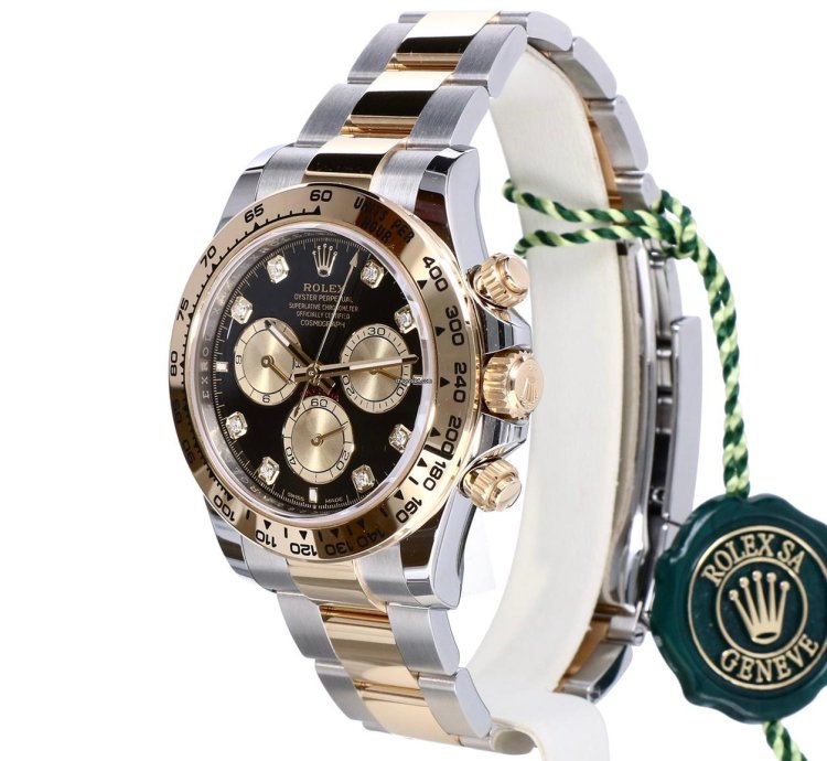 Rolex Daytona Cosmograph Gold Steel Black Diamond Dial 40 Mm Unworn 2023