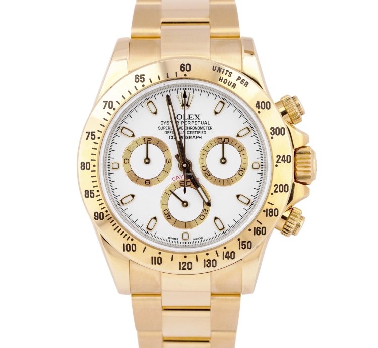 Rolex Daytona Cosmograph New Buckle Gold Papers 40mm White Watch 116528 Box