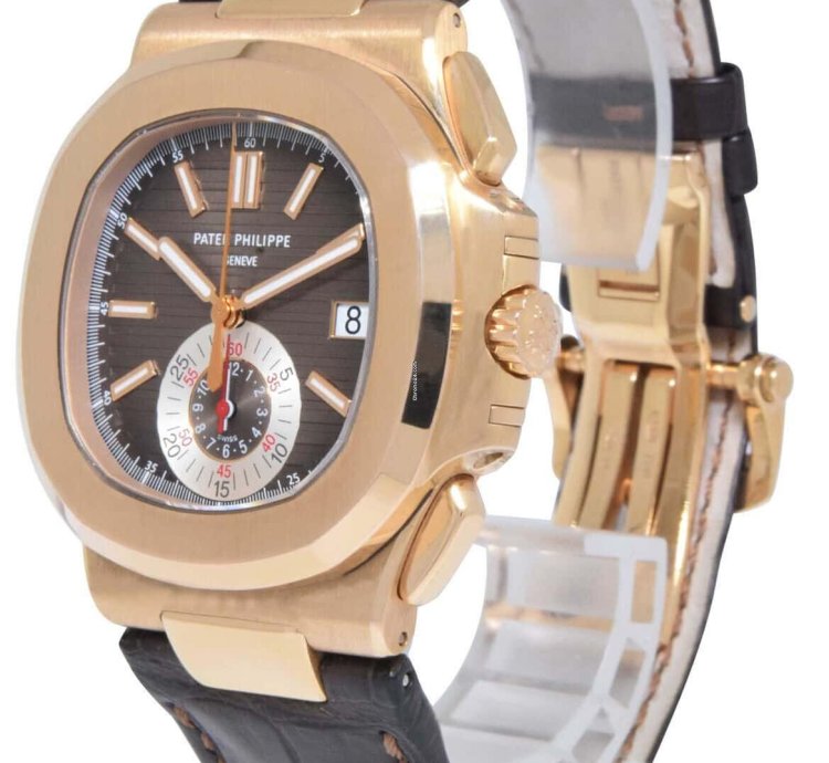 Patek Philippe Nautilus 5980 Nautilus Chronograph 18k Re Gold Chocolate Ps 10 5980r