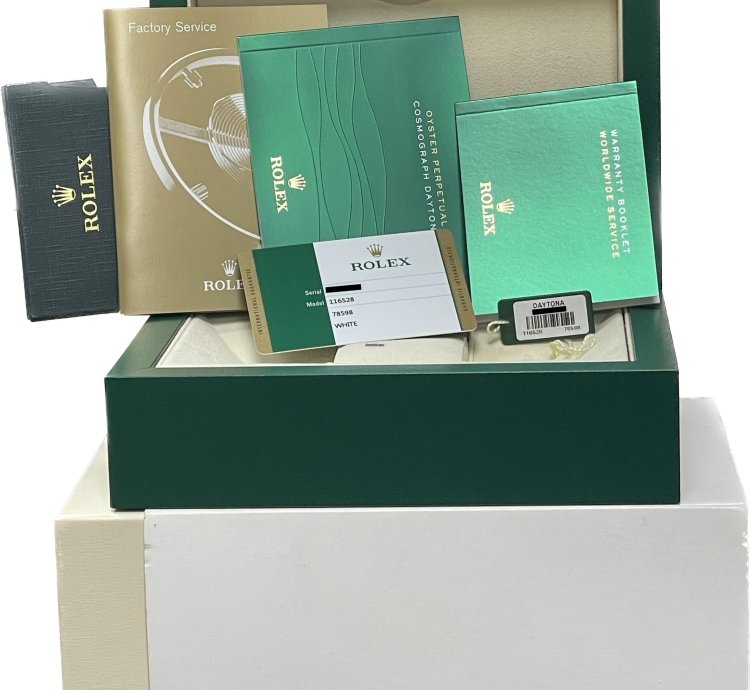Rolex Daytona Cosmograph New Buckle Gold Papers 40mm White Watch 116528 Box