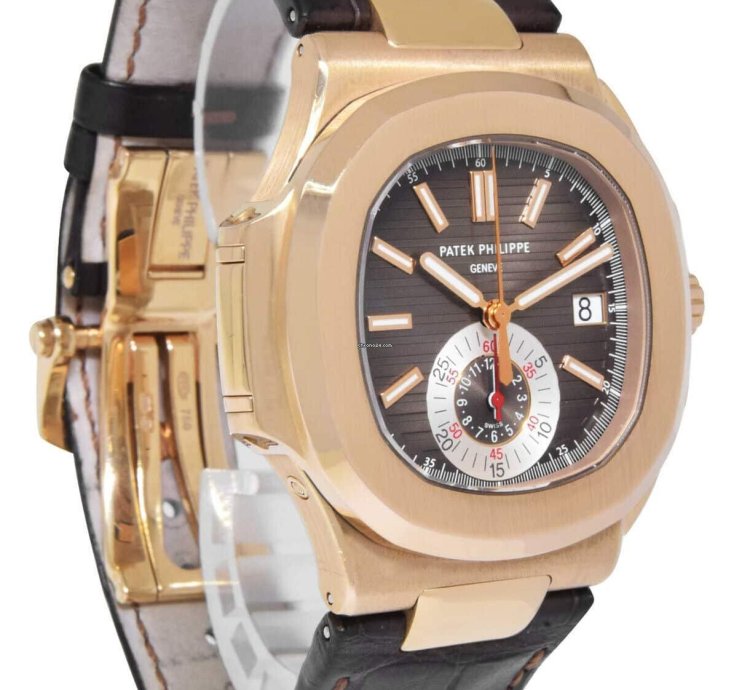 Patek Philippe Nautilus 5980 Nautilus Chronograph 18k Re Gold Chocolate Ps 10 5980r