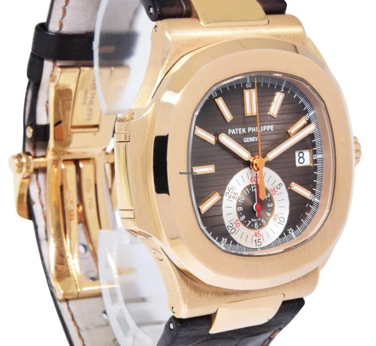 Patek Philippe Nautilus 5980 Nautilus Chronograph 18k Re Gold Chocolate Ps 10 5980r