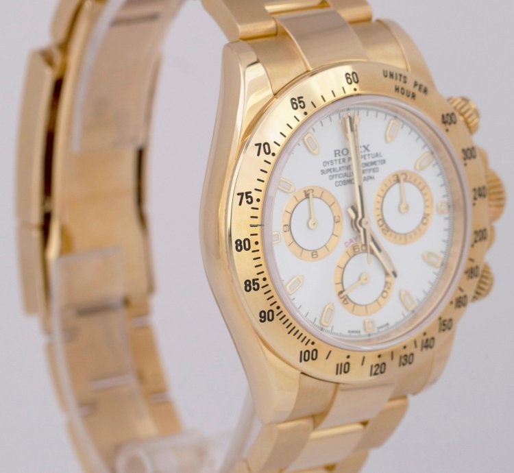 Rolex Daytona Cosmograph New Buckle Gold Papers 40mm White Watch 116528 Box