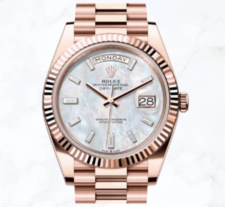 Rolex Day-date 40 Everose Gold Mother Of Pearl Diamond Dial 228335 new Unworn