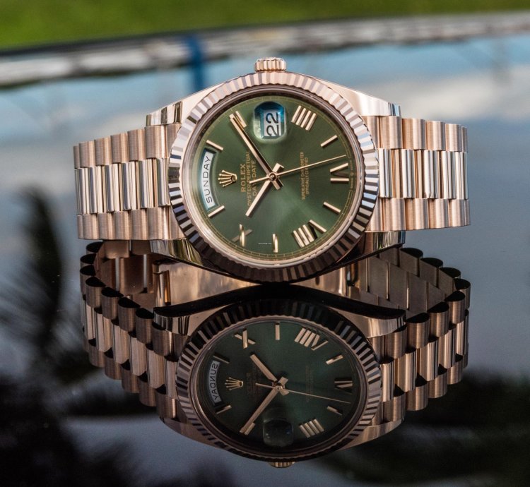 Rolex Day-date 40 Everose Gold Olive Dial