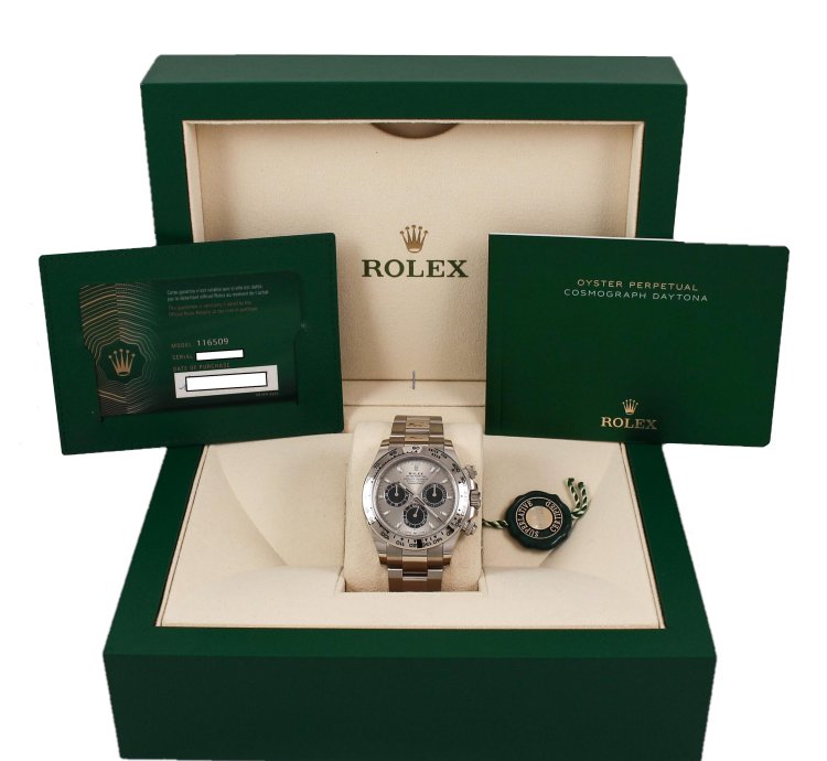 Rolex Daytona Cosmograph White Gold Silver Gray Dial Full Set 2021