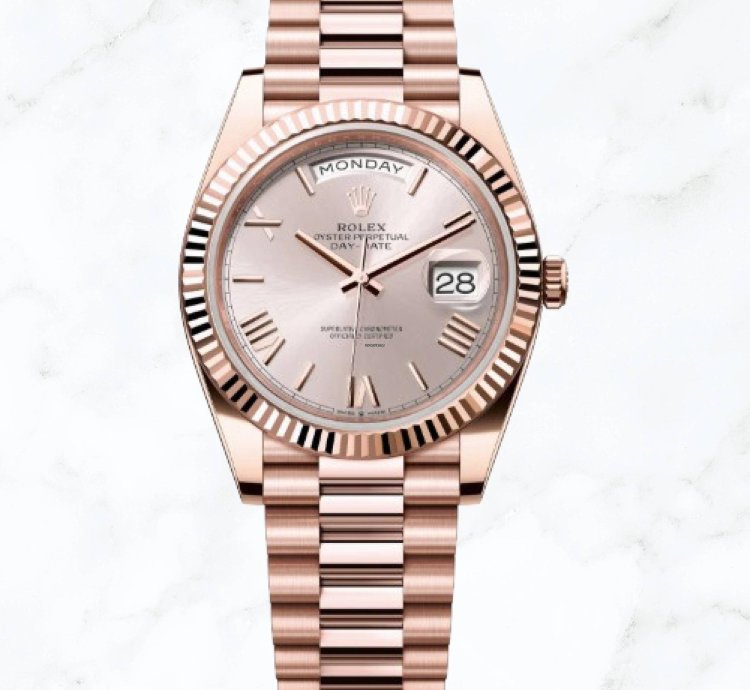 Rolex Day-date 40 Everose Gold Sundust Roman Dial 228235 new Unworn