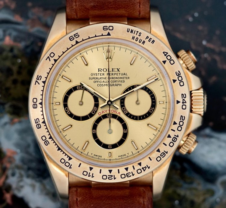 Rolex Daytona Cosmograph Zenith 18k Gold Leather Nosfullset 1999 Lc100 Ref 16518