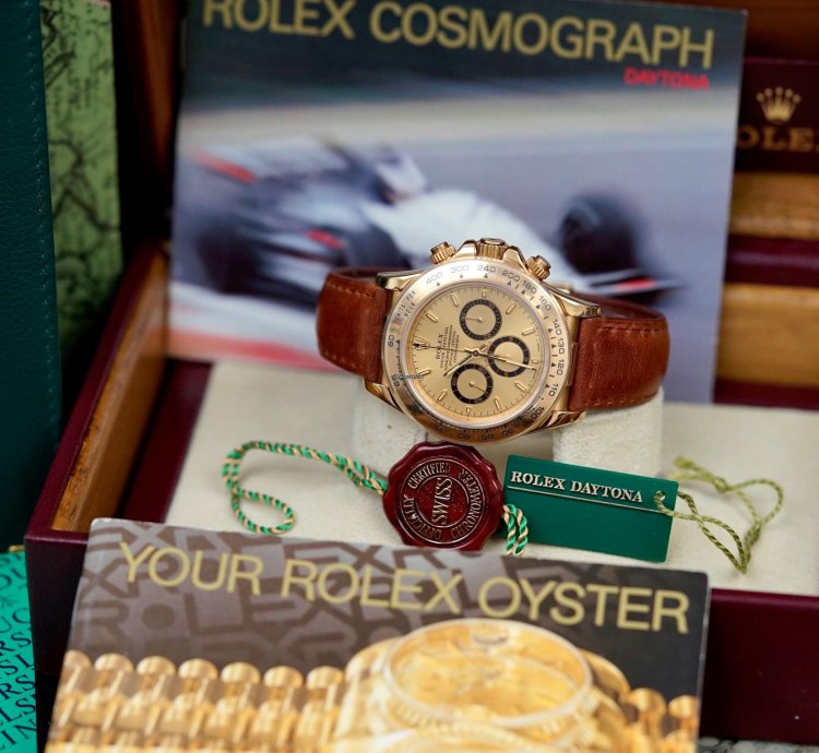 Rolex Daytona Cosmograph Zenith 18k Gold Leather Nosfullset 1999 Lc100 Ref 16518