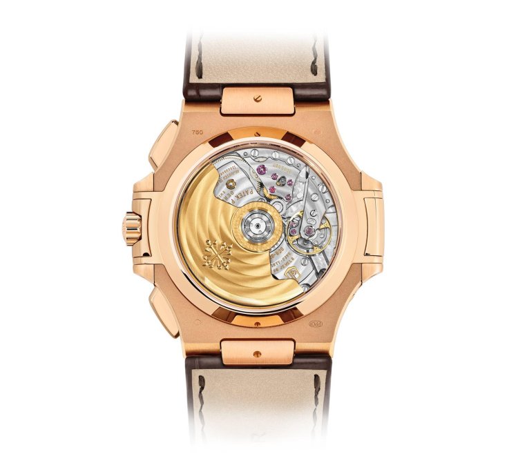 Patek Philippe Nautilus 5980r Flyback Chronograph Date Rose Gold Leather Strap 2022