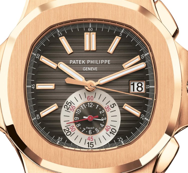 Patek Philippe Nautilus 5980r Flyback Chronograph Date Rose Gold Leather Strap 2022