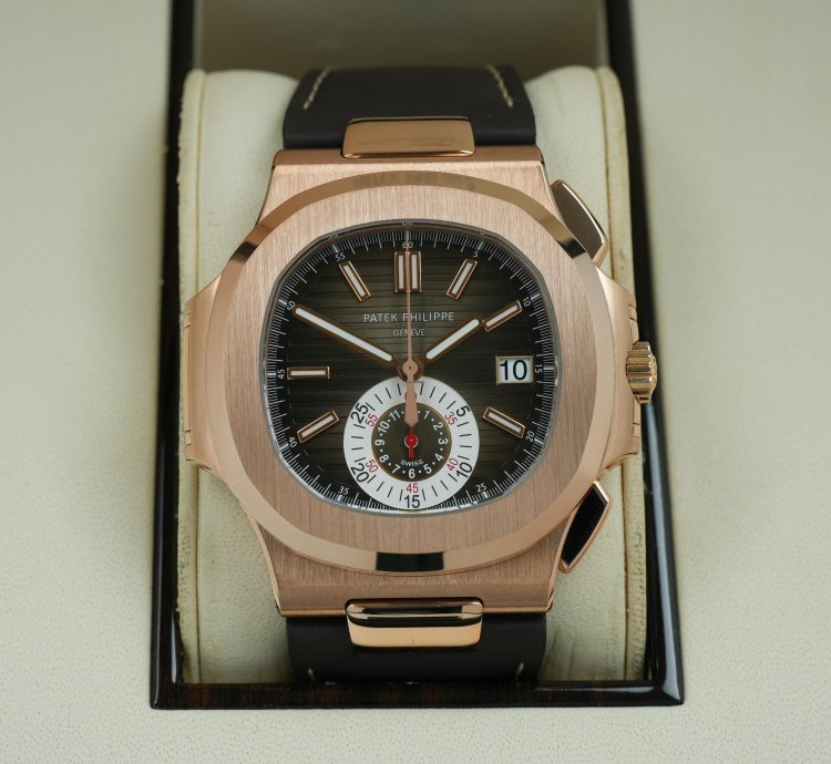 Patek Philippe Nautilus 5980r-001 Brown Chrono Rose Gold Complete Set