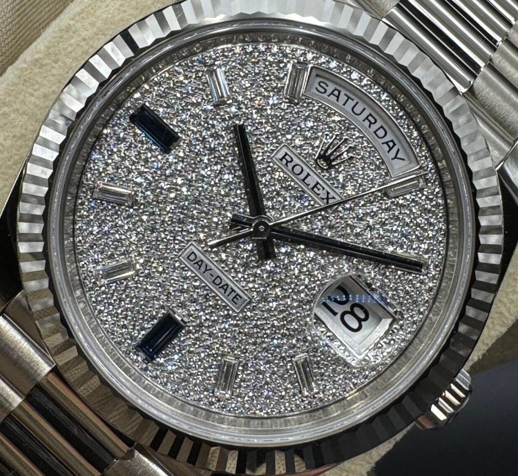 Rolex Day-date 40 Factory Paved Diamond Sapphire Dial Unworn
