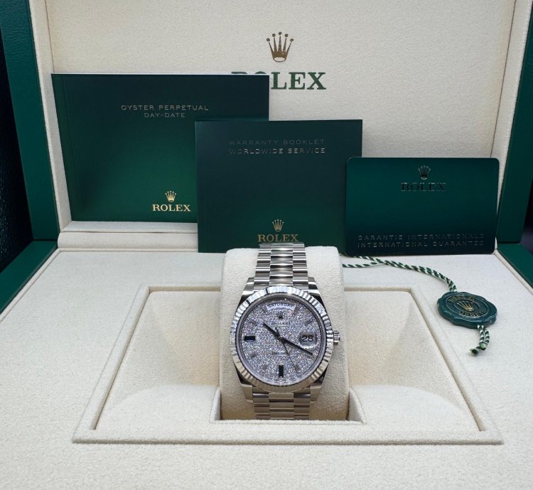 Rolex Day-date 40 Factory Paved Diamond Sapphire Dial Unworn