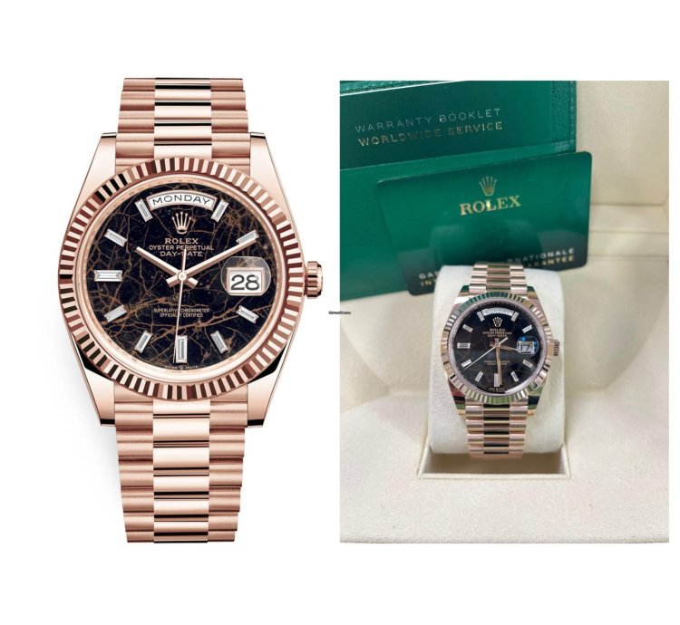Rolex Day-date 40 Fluted Bezel - Eisenkiesel Diamond Dial - President Bracelet