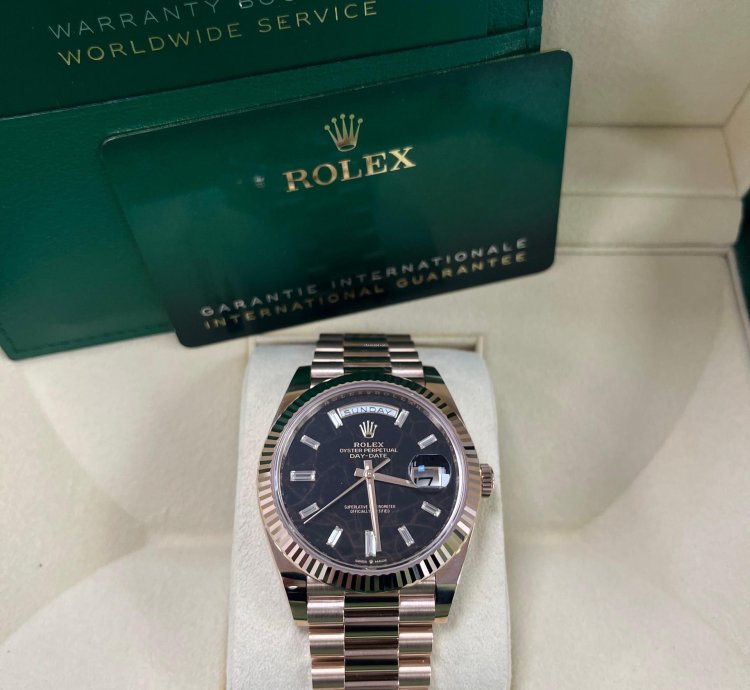 Rolex Day-date 40 Fluted Bezel - Eisenkiesel Diamond Dial - President Bracelet