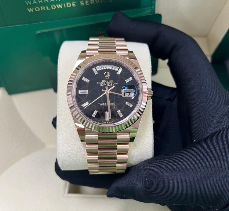 Rolex Day-date 40 Fluted Bezel - Eisenkiesel Diamond Dial - President Bracelet