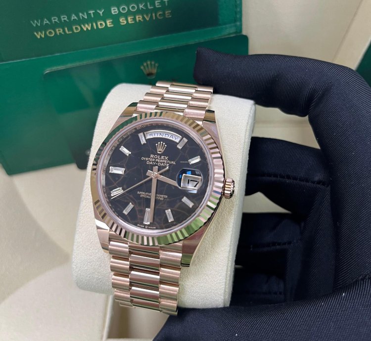 Rolex Day-date 40 Fluted Bezel - Eisenkiesel Diamond Dial - President Bracelet