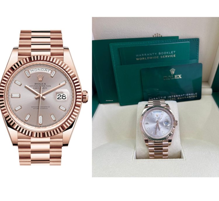 Rolex Day-date 40 Fluted Bezel Sundust Baguette Diamond Dial President Bracelet 228235