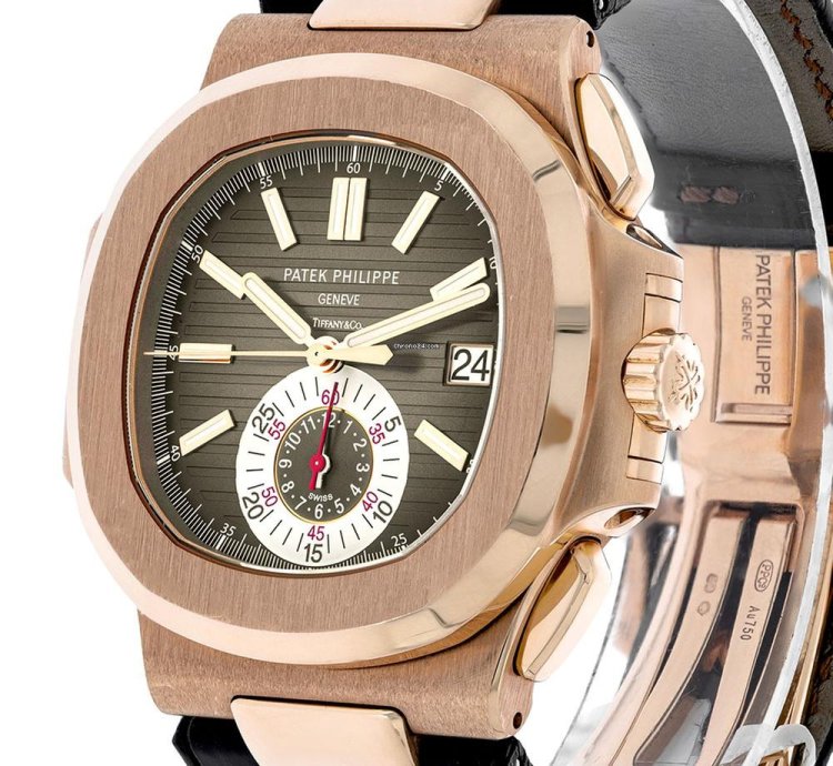 Patek Philippe Nautilus 5980r-001 Tiffany Stamp 18k Rose Gold Brown Index Dial 40 Mm